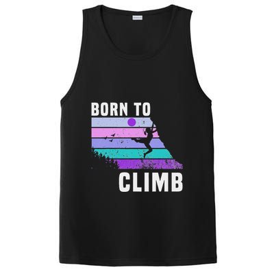 Climb Like A Girl Retro Sunset Rocks Born To Climb PosiCharge Competitor Tank