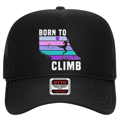 Climb Like A Girl Retro Sunset Rocks Born To Climb Trucker Hat