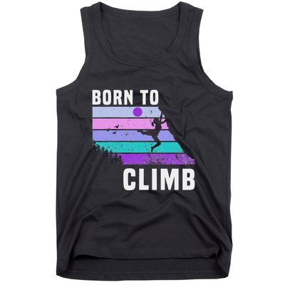 Climb Like A Girl Retro Sunset Rocks Born To Climb Tank Top