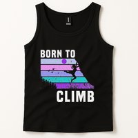 Climb Like A Girl Retro Sunset Rocks Born To Climb Tank Top