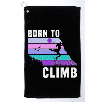 Climb Like A Girl Retro Sunset Rocks Born To Climb Golf Towel