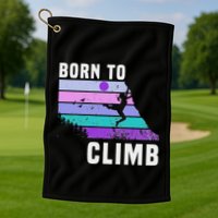 Climb Like A Girl Retro Sunset Rocks Born To Climb Golf Towel