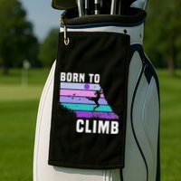 Climb Like A Girl Retro Sunset Rocks Born To Climb Golf Towel