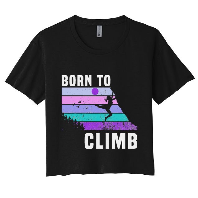 Climb Like A Girl Retro Sunset Rocks Born To Climb Crop Top