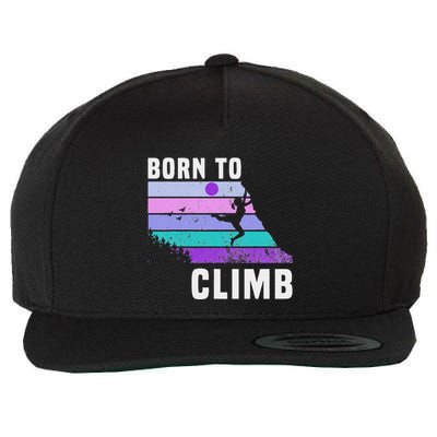 Climb Like A Girl Retro Sunset Rocks Born To Climb Wool Snapback Cap