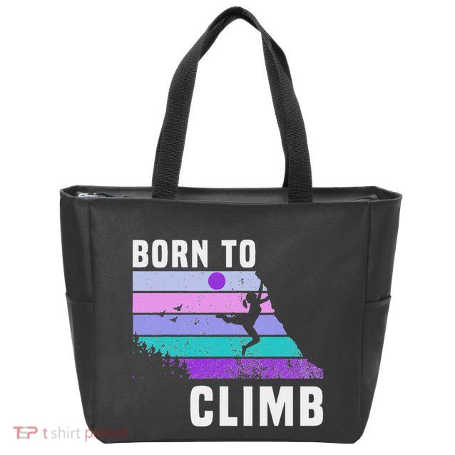 Climb Like A Girl Retro Sunset Rocks Born To Climb Zip Tote Bag