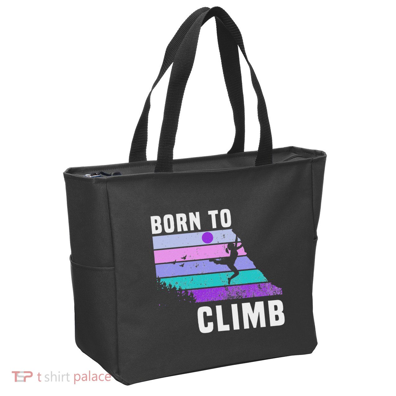 Climb Like A Girl Retro Sunset Rocks Born To Climb Zip Tote Bag