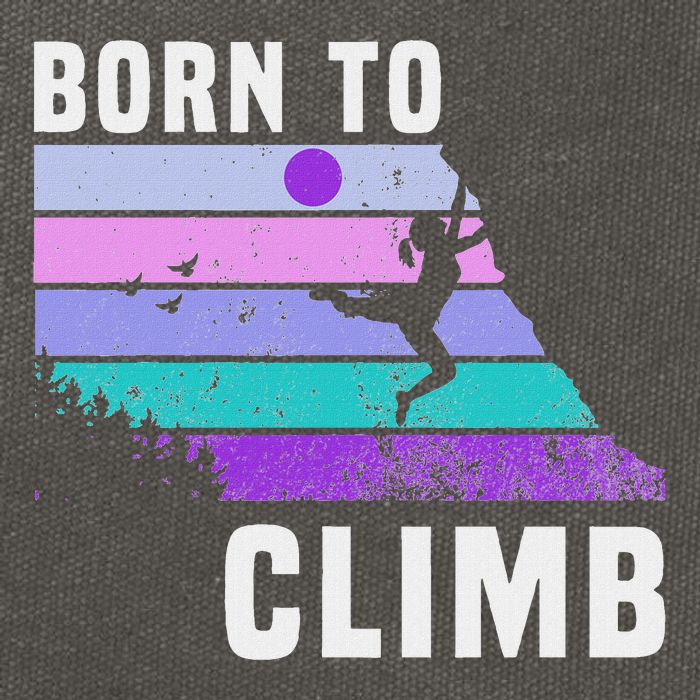 Climb Like A Girl Retro Sunset Rocks Born To Climb Cotton Canvas Backpack
