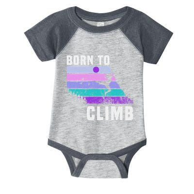 Climb Like A Girl Retro Sunset Rocks Born To Climb Infant Baby Jersey Bodysuit