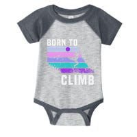Climb Like A Girl Retro Sunset Rocks Born To Climb Infant Baby Jersey Bodysuit