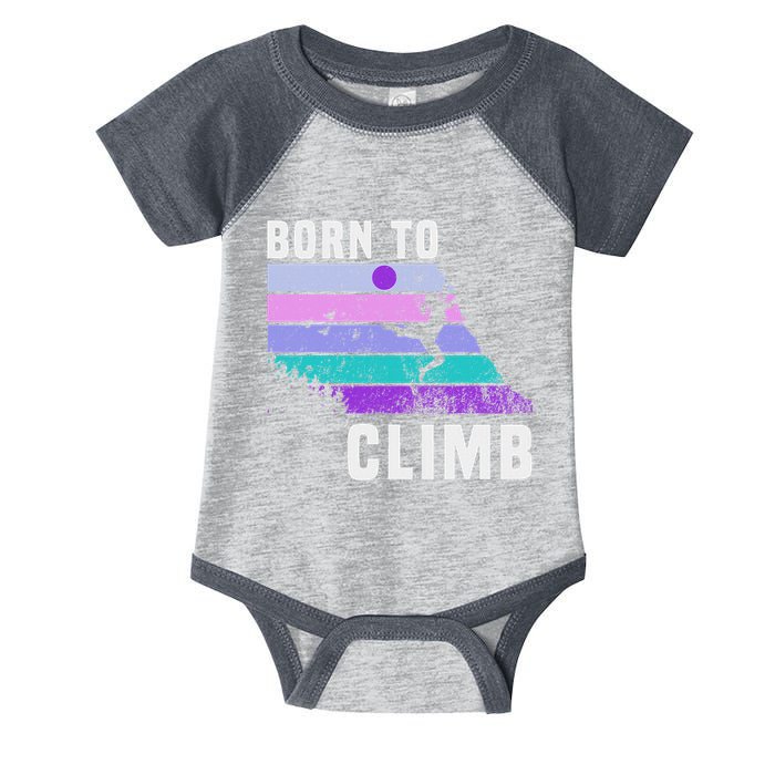 Climb Like A Girl Retro Sunset Rocks Born To Climb Infant Baby Jersey Bodysuit