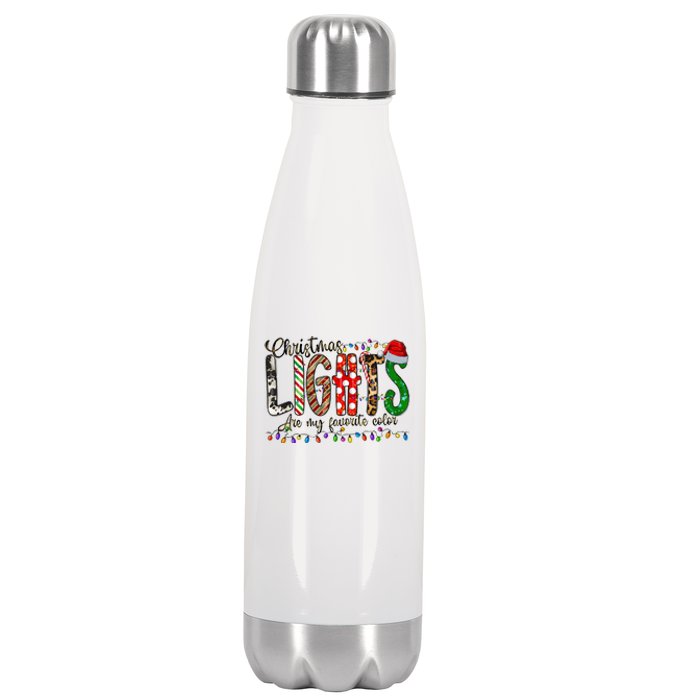 Christmas Lights Are My Favorite Color Stainless Steel Insulated Water Bottle