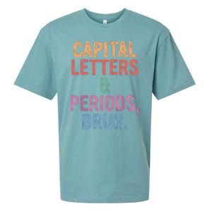 Capital Letters And Periods Bruh English Teacher Bruh Sueded Cloud Jersey T-Shirt