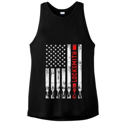 Cool Locksmith Art American Flag Lock Picker Ladies PosiCharge Tri-Blend Wicking Tank