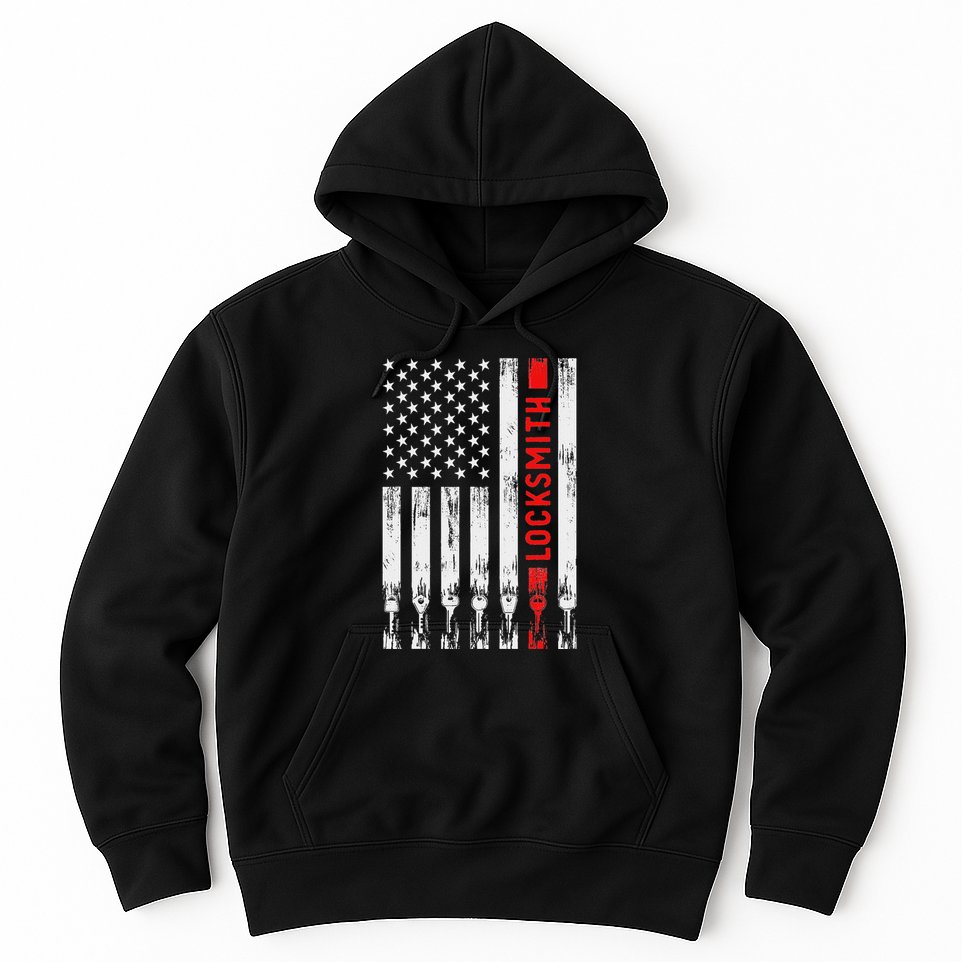 Cool Locksmith Art American Flag Lock Picker Hoodie