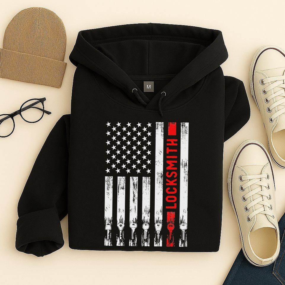 Cool Locksmith Art American Flag Lock Picker Hoodie