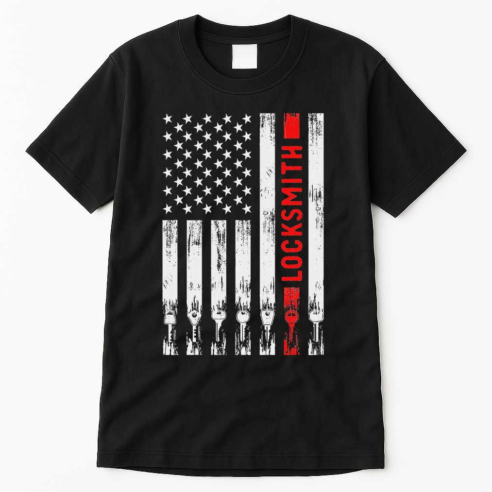 Cool Locksmith Art American Flag Lock Picker Tall T-Shirt