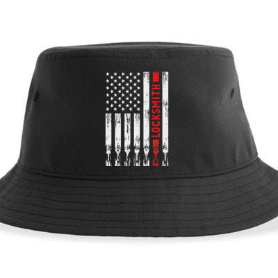 Cool Locksmith Art American Flag Lock Picker Sustainable Bucket Hat