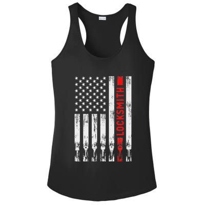 Cool Locksmith Art American Flag Lock Picker Ladies PosiCharge Competitor Racerback Tank