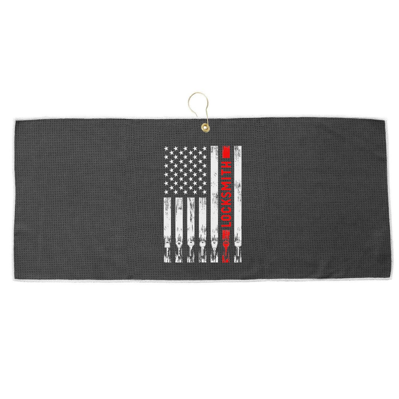 Cool Locksmith Art American Flag Lock Picker Large Microfiber Waffle Golf Towel