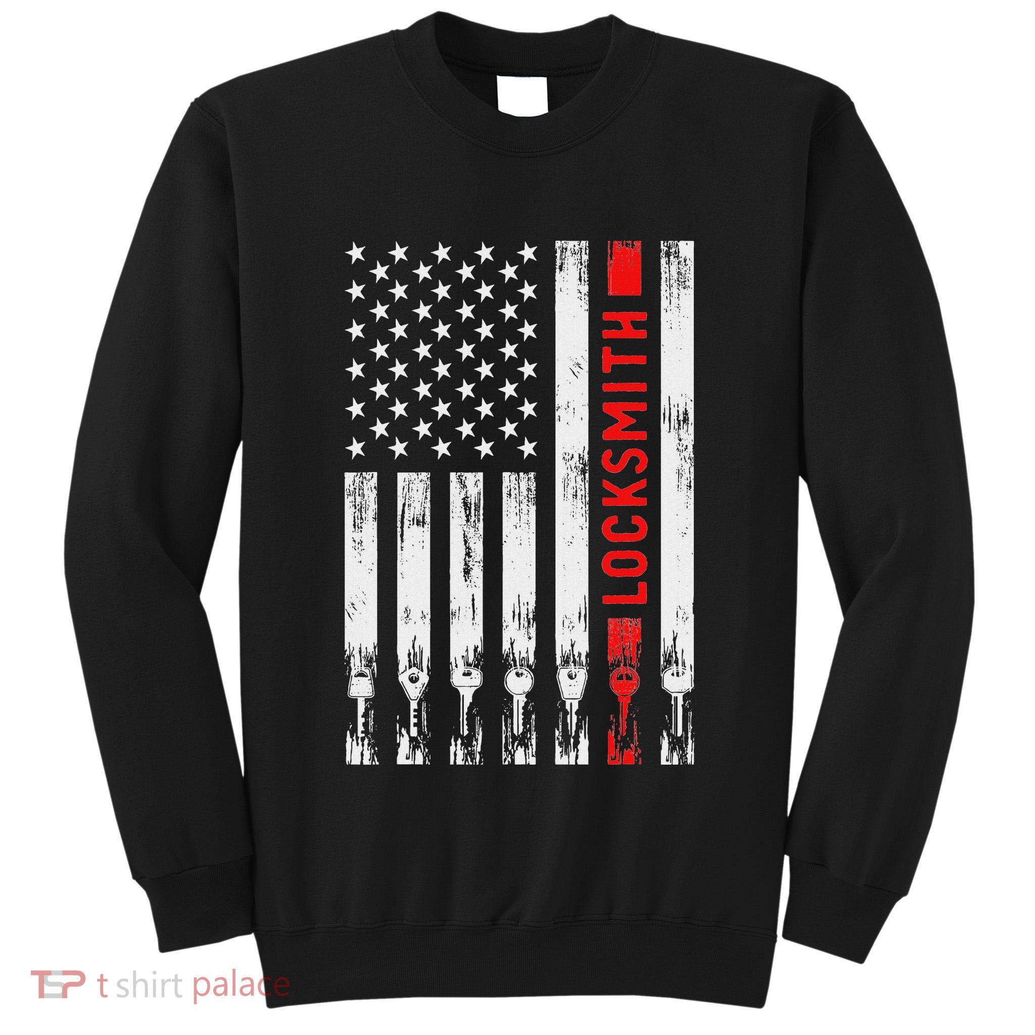Cool Locksmith Art American Flag Lock Picker Tall Sweatshirt