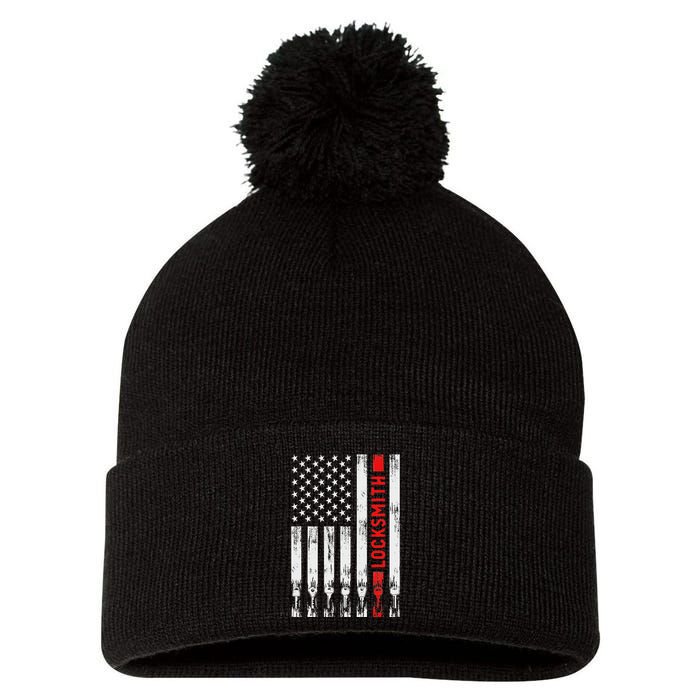 Cool Locksmith Art American Flag Lock Picker Pom Pom 12in Knit Beanie