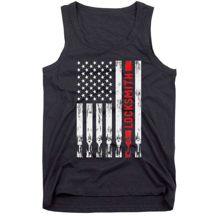 Cool Locksmith Art American Flag Lock Picker Tank Top