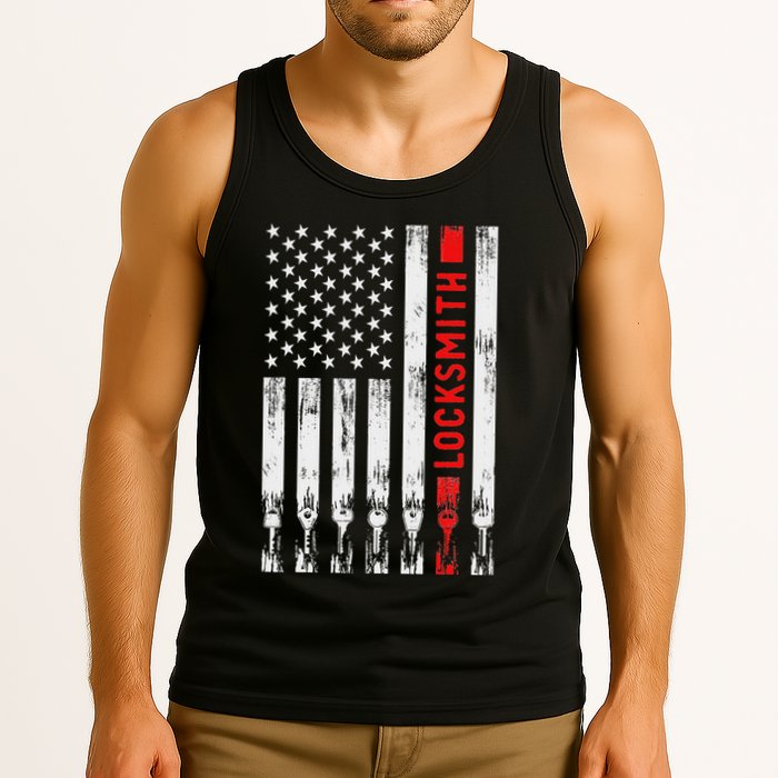 Cool Locksmith Art American Flag Lock Picker Tank Top