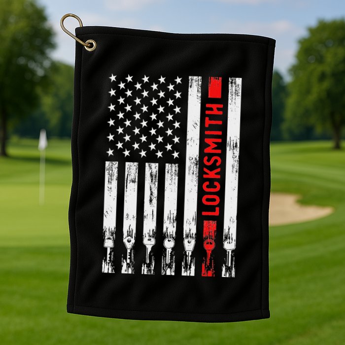 Cool Locksmith Art American Flag Lock Picker Golf Towel