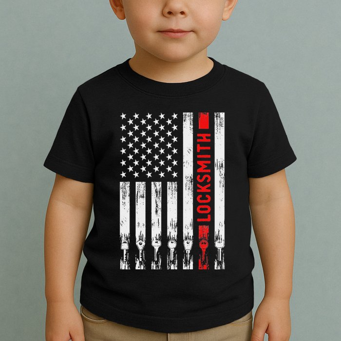 Cool Locksmith Art American Flag Lock Picker Toddler T-Shirt