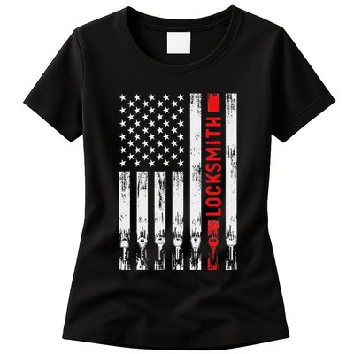 Cool Locksmith Art American Flag Lock Picker Womens T-Shirt