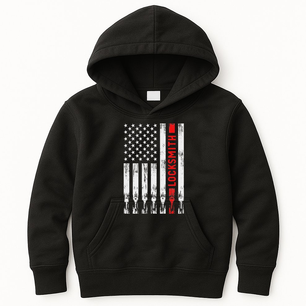 Cool Locksmith Art American Flag Lock Picker Kids Hoodie