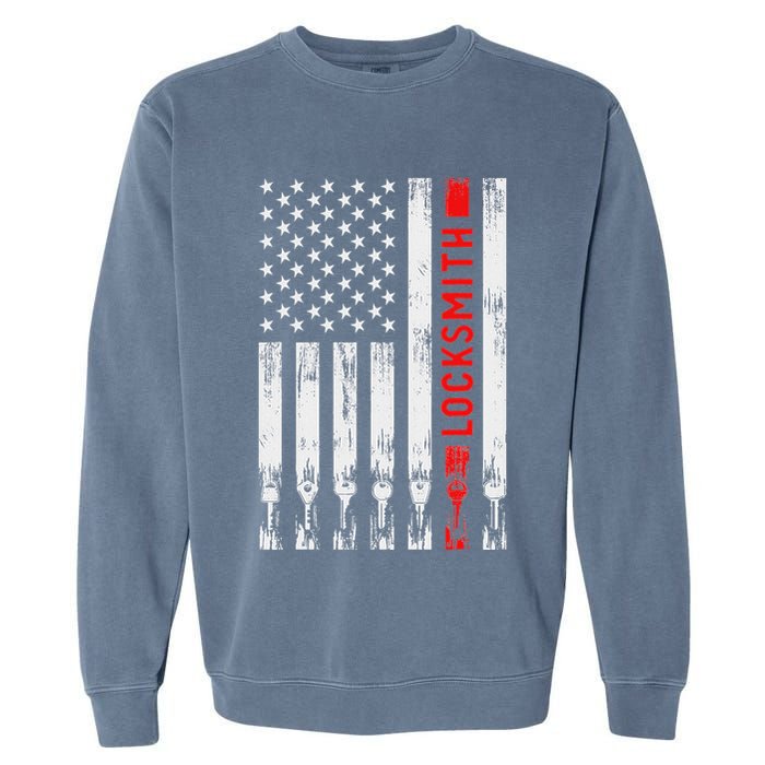 Cool Locksmith Art American Flag Lock Picker Garment-Dyed Sweatshirt