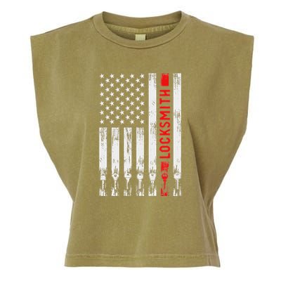 Cool Locksmith Art American Flag Lock Picker Garment-Dyed Women's Muscle Tee