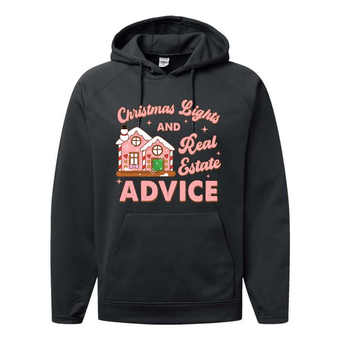 Christmas Lights And Real Estate Advice Funny Realtor Saying Performance Fleece Hoodie