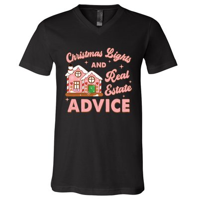 Christmas Lights And Real Estate Advice Funny Realtor Saying V-Neck T-Shirt