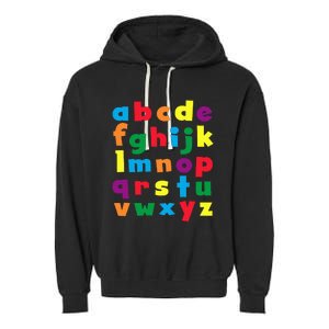 Colorful Letters Alphabet Educational Abcs Garment-Dyed Fleece Hoodie