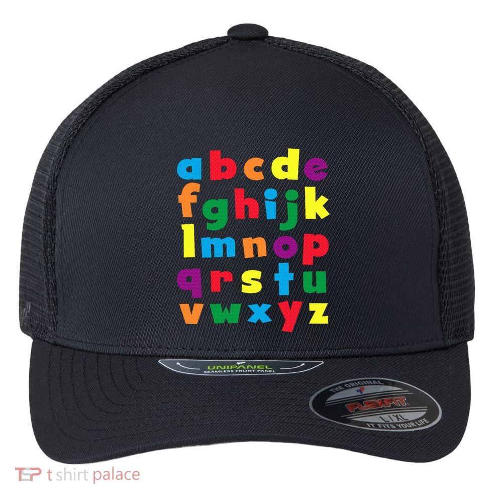 Colorful Letters Alphabet Educational Abcs Flexfit Unipanel Trucker Cap