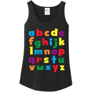 Colorful Letters Alphabet Educational Abcs Ladies Essential Tank