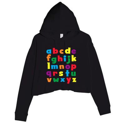 Colorful Letters Alphabet Educational Abcs Crop Fleece Hoodie