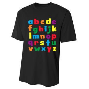 Colorful Letters Alphabet Educational Abcs Performance Sprint T-Shirt