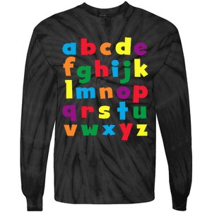 Colorful Letters Alphabet Educational Abcs Tie-Dye Long Sleeve Shirt