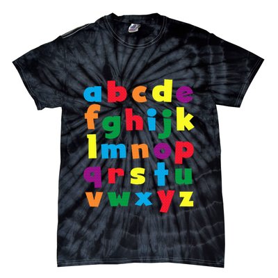 Colorful Letters Alphabet Educational Abcs Tie-Dye T-Shirt