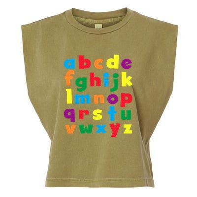 Colorful Letters Alphabet Educational Abcs Garment-Dyed Women's Muscle Tee