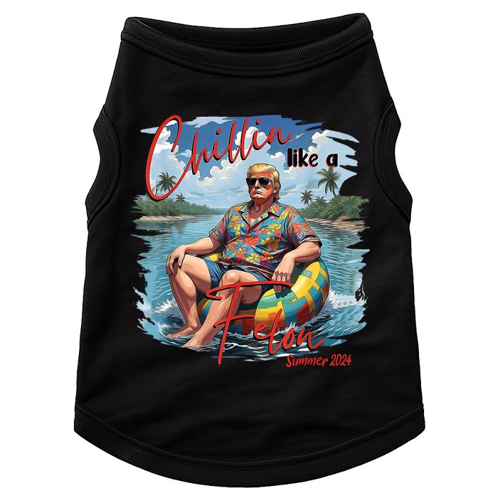 Chillin Like A Felon Retro Summer Pink Funny Trump 2024 Doggie Tank