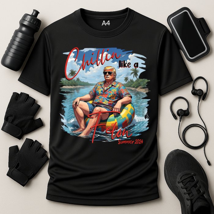 Chillin Like A Felon Retro Summer Pink Funny Trump 2024 Performance Shirt