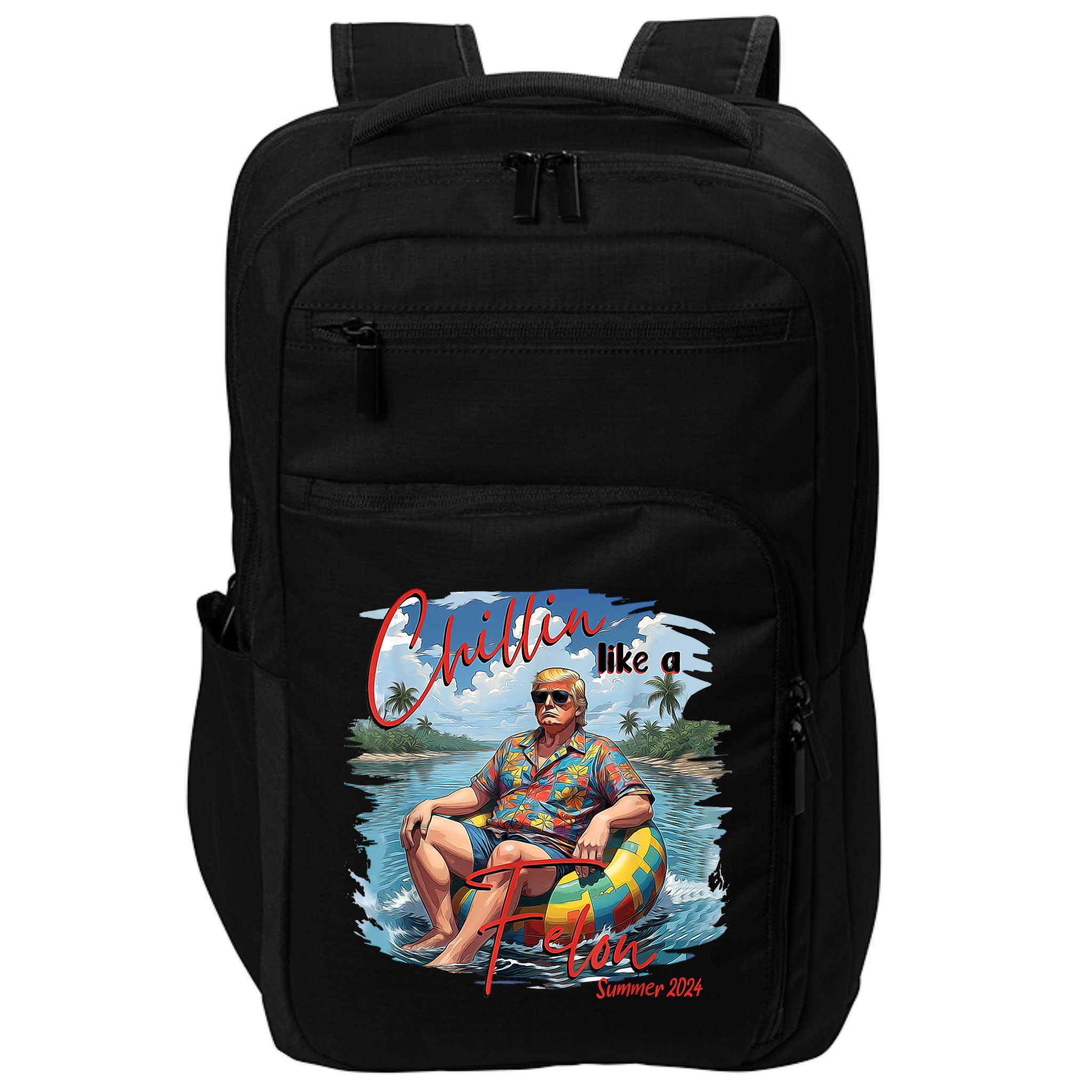 Chillin Like A Felon Retro Summer Pink Funny Trump 2024 Impact Tech Backpack