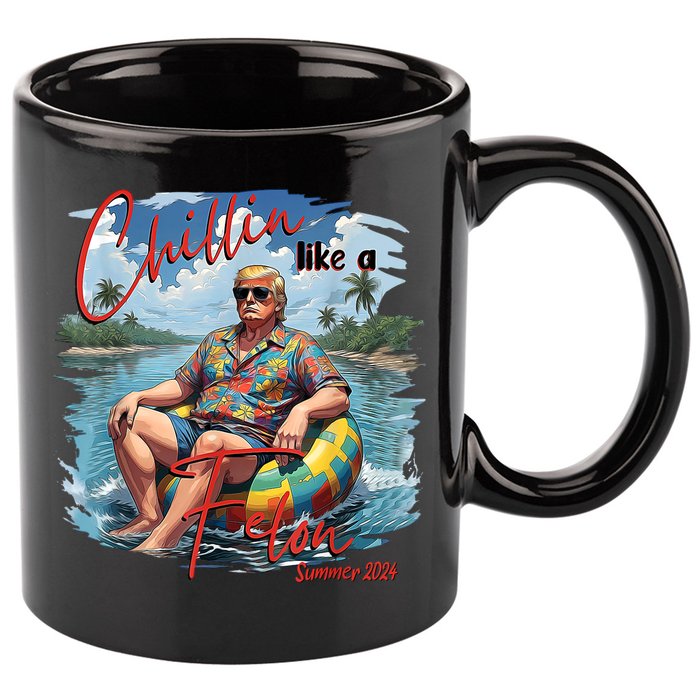 Chillin Like A Felon Retro Summer Pink Funny Trump 2024 11oz C Handle Ceramic Mug