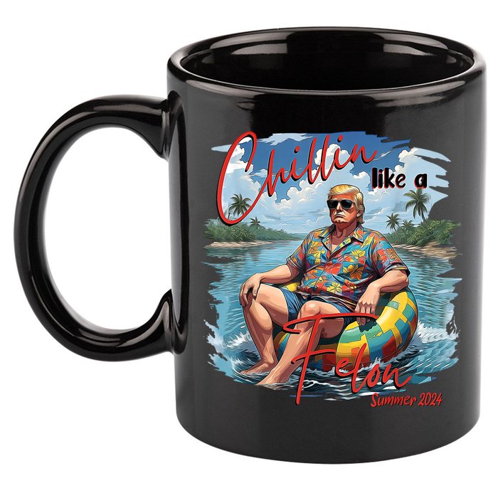 Chillin Like A Felon Retro Summer Pink Funny Trump 2024 11oz C Handle Ceramic Mug