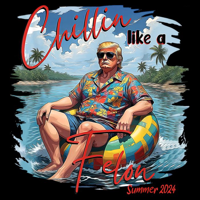 Chillin Like A Felon Retro Summer Pink Funny Trump 2024 Drawstring Bag